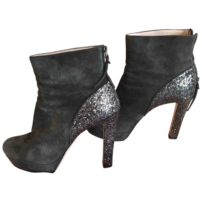 Pre-owned Miu Miu Ankle Boots In Grey