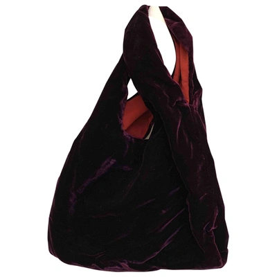Pre-owned Emporio Armani Velvet Clutch Bag In Burgundy