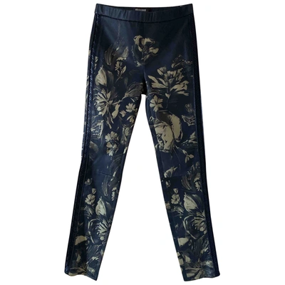 Pre-owned Roberto Cavalli Leather Straight Pants In Multicolour
