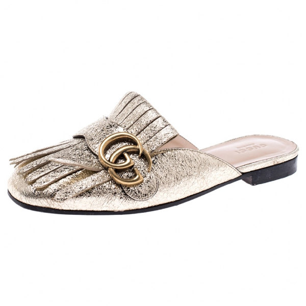 gold gucci flats