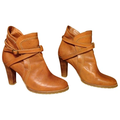 Pre-owned Lemaire Leather Buckled Boots In Camel