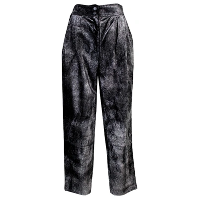 Pre-owned Krizia Leather Trousers In Silver