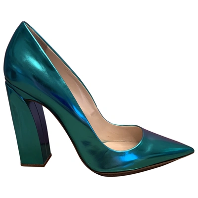 Pre-owned Delpozo Patent Leather Heels In Green