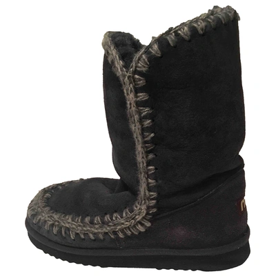 Pre-owned Mou N Blue Shearling Ankle Boots