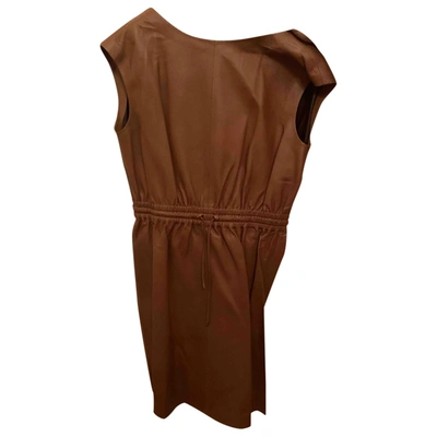 Pre-owned Gucci Leather Mid-length Dress In Brown