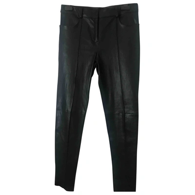 Pre-owned Emporio Armani Leather Slim Pants In Black