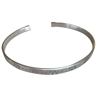 Pre-owned Gucci Icon Metallic White Gold Bracelet