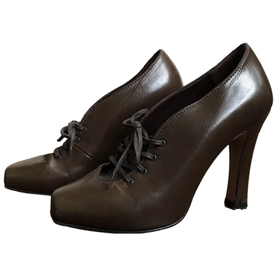 Pre-owned Manolo Blahnik Leather Heels In Brown
