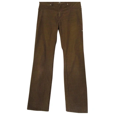 Pre-owned Trussardi Straight Trousers In Brown