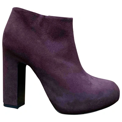 Pre-owned Pierre Hardy Ankle Boots In Burgundy