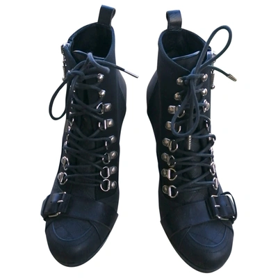 Pre-owned Balenciaga Leather Lace Up Boots In Black