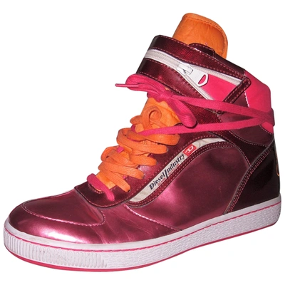 Pre-owned Diesel Patent Leather Trainers In Multicolour