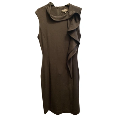 Pre-owned Ferragamo Wool Mid-length Dress In Black