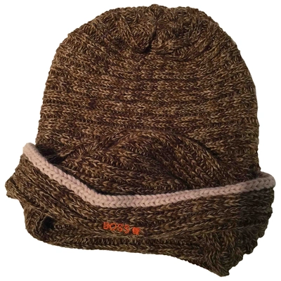 Pre-owned Hugo Boss Wool Hat In Brown