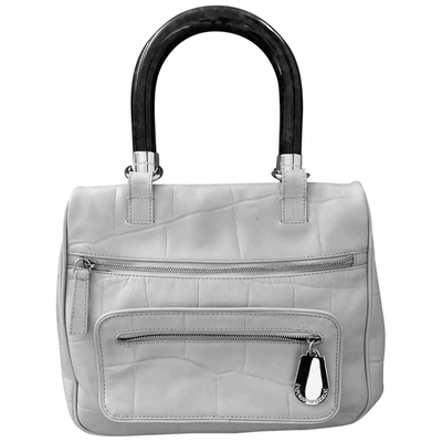 Pre-owned Emporio Armani Leather Handbag In Ecru