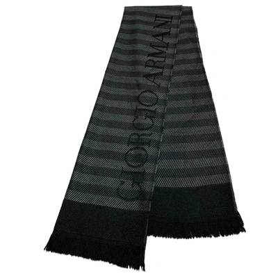 Pre-owned Giorgio Armani Wool Scarf & Pocket Square In Black
