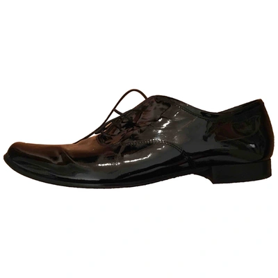Pre-owned Allegri Patent Leather Lace Ups In Black