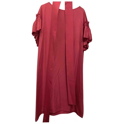 Pre-owned Ferragamo Silk Mid-length Dress In Pink