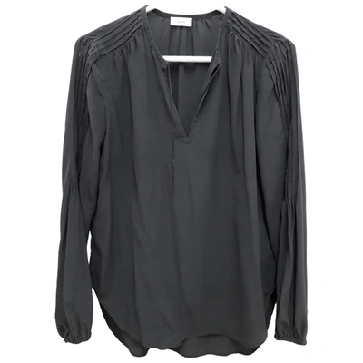 Pre-owned Closed Silk Blouse In Anthracite