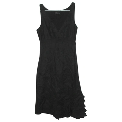 Pre-owned Bcbg Max Azria Linen Mid-length Dress In Black