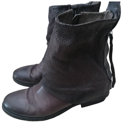 Pre-owned As98 Leather Ankle Boots In Brown