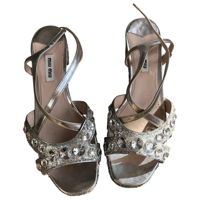 Pre-owned Miu Miu Glitter Sandals In Silver