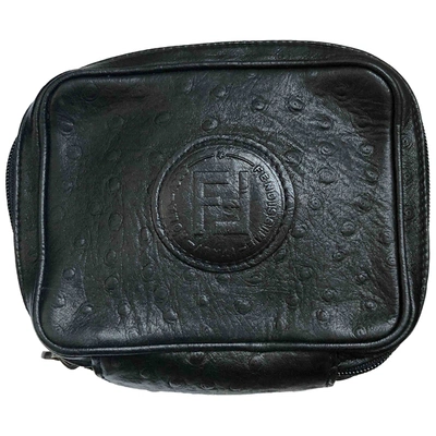 Pre-owned Fendi Leather Vanity Case In Black