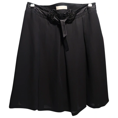 Pre-owned Valentino Silk Skirt In Black