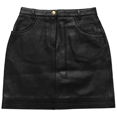 Pre-owned Claudie Pierlot Ss19 Leather Mini Skirt In Black