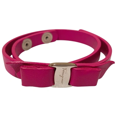 Pre-owned Ferragamo Leather Bracelet In Pink