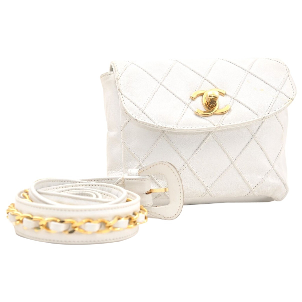 Preowned Chanel White Leather Clutch Bag ModeSens