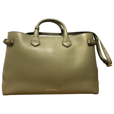 Pre-owned Burberry The Banner  Leather Handbag In Green