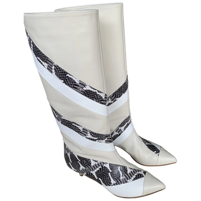 Pre-owned Tibi Leather Boots In White