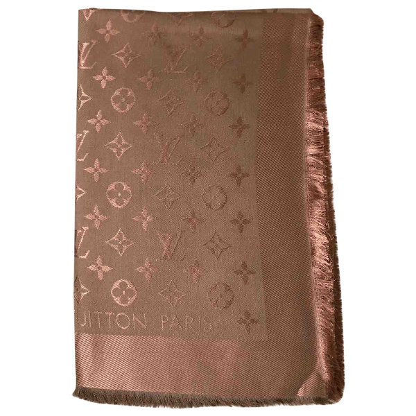 Pre-Owned Louis Vuitton Châle Monogram Pink Silk Scarf | ModeSens