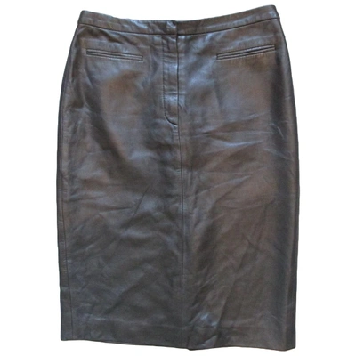 Pre-owned Cerruti 1881 Leather Mid-length Skirt In Brown