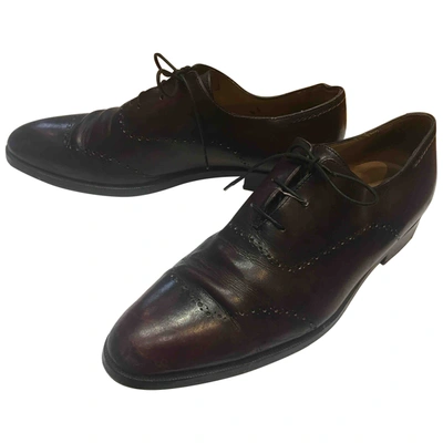 Pre-owned Berluti Leather Lace Ups In Burgundy