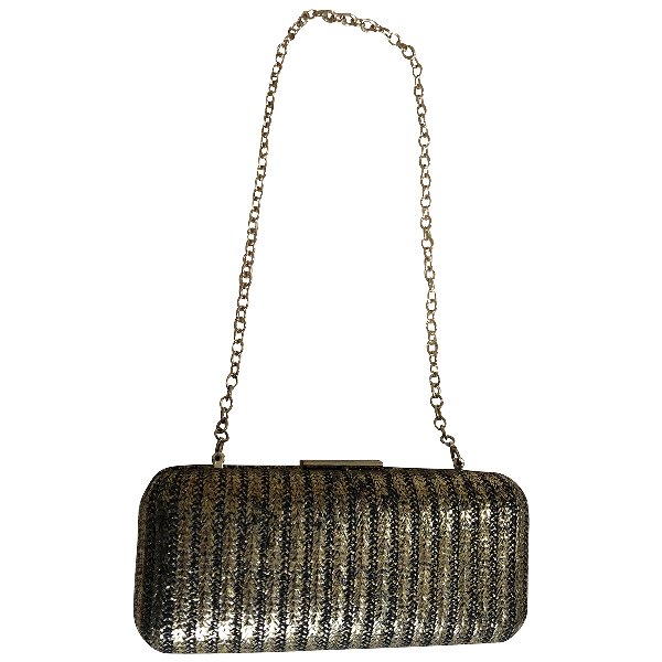 Pre-owned Bcbg Max Azria Gold Wicker Clutch Bag | ModeSens