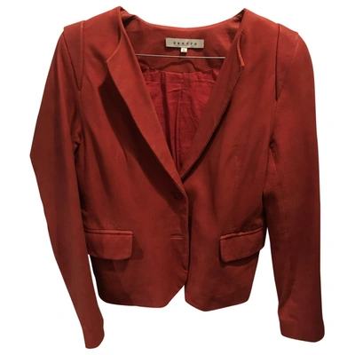 Pre-owned Sandro Leather Jacket In Red