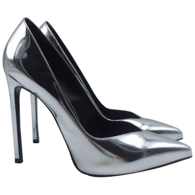 Pre-owned Saint Laurent Leather Heels In Silver