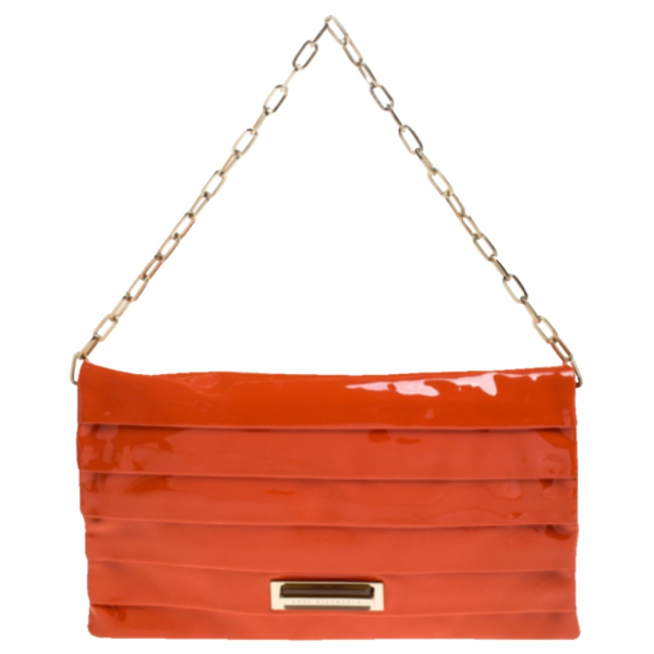 orange patent leather purse