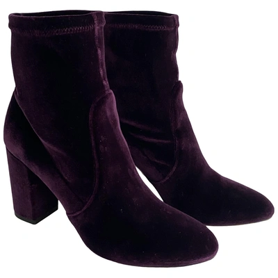 Pre-owned Aquazzura Velvet Ankle Boots In Purple