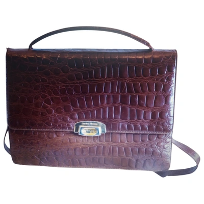 Pre-owned Carolina Herrera Leather Crossbody Bag In Brown