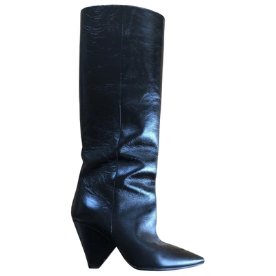 Pre-owned Saint Laurent Niki Black Leather Boots