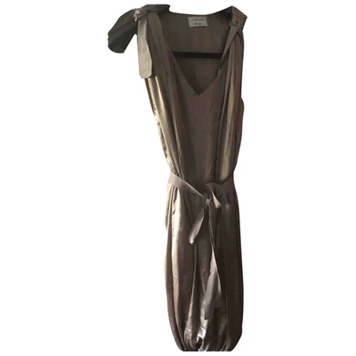 Pre-owned Lanvin Silk Mini Dress In Beige