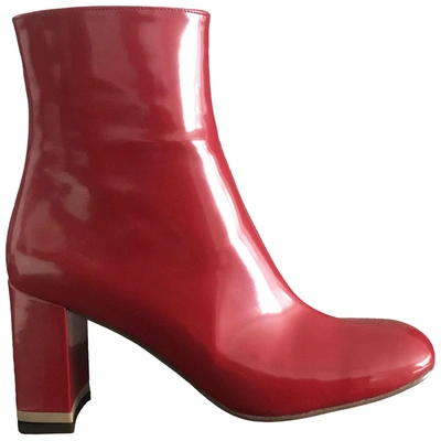 Pre-owned Maryam Nassir Zadeh Patent Leather Ankle Boots In Red