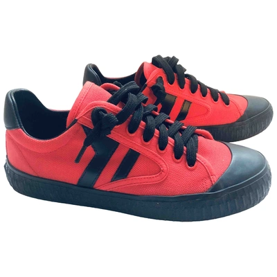 Pre-owned Celine Cloth Trainers In Red