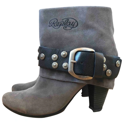 Pre-owned Replay Western Boots In Grey