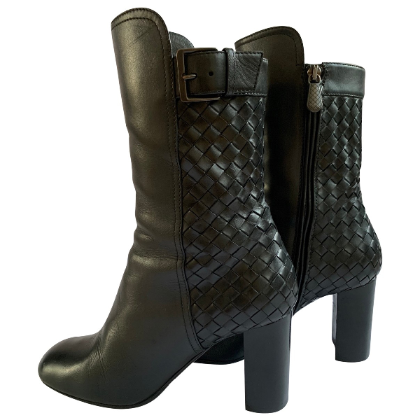 Pre-owned Bottega Veneta Black Leather Ankle Boots | ModeSens