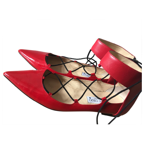 red jimmy choo flats