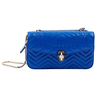 Pre-owned Bulgari Serpenti Blue Leather Handbag